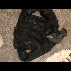 GARAGE LEATHER JACKET WITH HOODIE